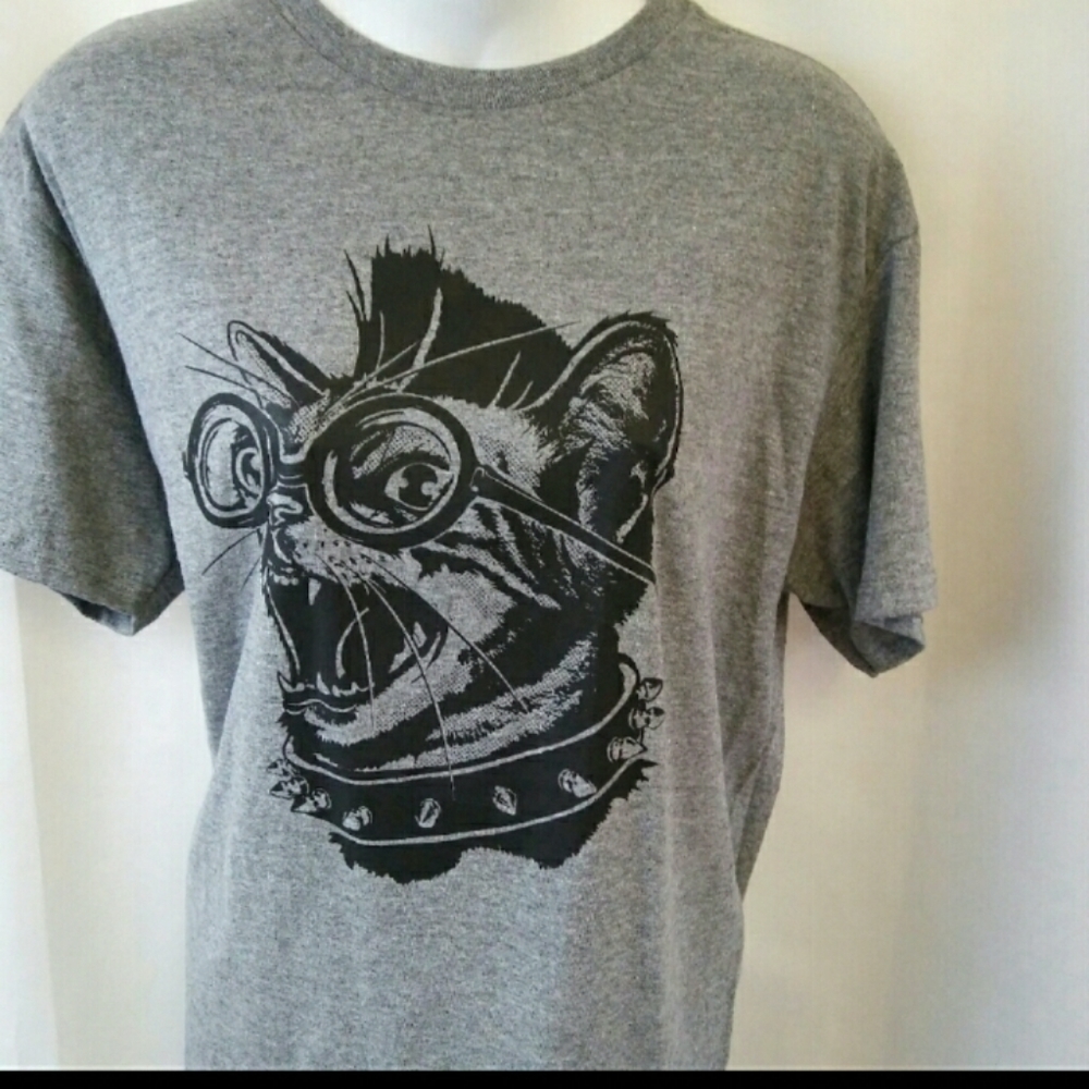 Punk Cat Graphic Heather T-shirt, XL